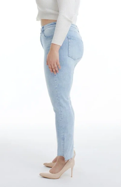 Bayeas Daisy High Waist Raw Edge Crop Straight Leg Jeans In Blue