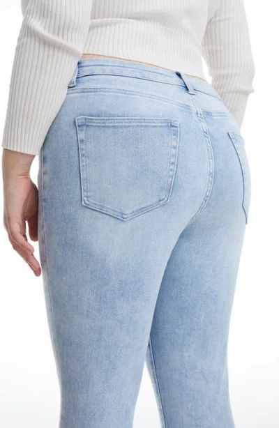Bayeas Daisy High Waist Raw Edge Crop Straight Leg Jeans In Blue
