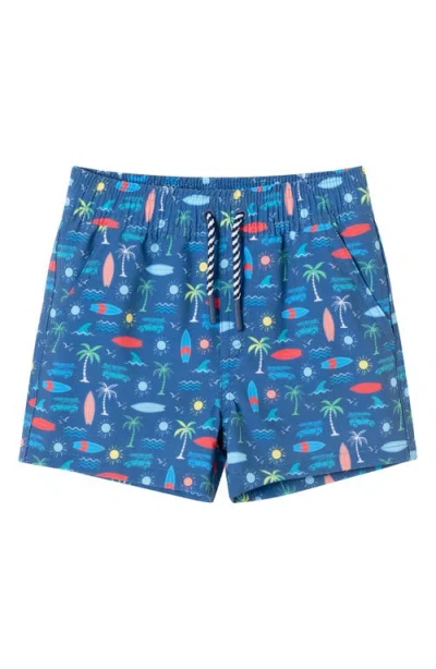 Andy & Evan Kids' Print Swim Trunks In Navy
