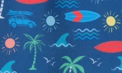 Andy & Evan Kids' Print Swim Trunks In Navy