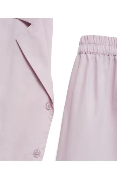 Mango Garment Washed Cotton Pajama Top In Lilac