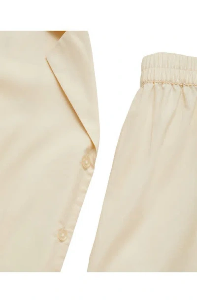 Mango Garment Washed Cotton Pajama Top In Neutral