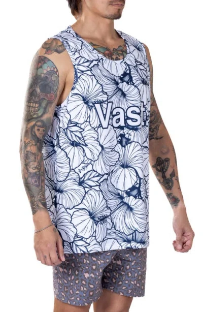 Vast Local Leaves Aqua Terra Performance Tank In Navy