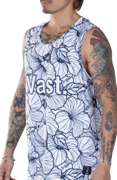 Vast Local Leaves Aqua Terra Performance Tank In Navy