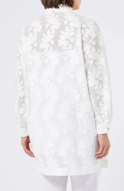 Marina Rinaldi Gessati Floral Jacquard Tunic Shirt In White