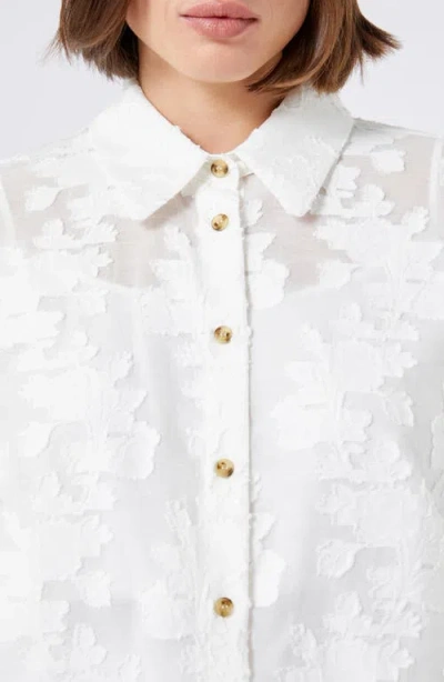 Marina Rinaldi Gessati Floral Jacquard Tunic Shirt In White