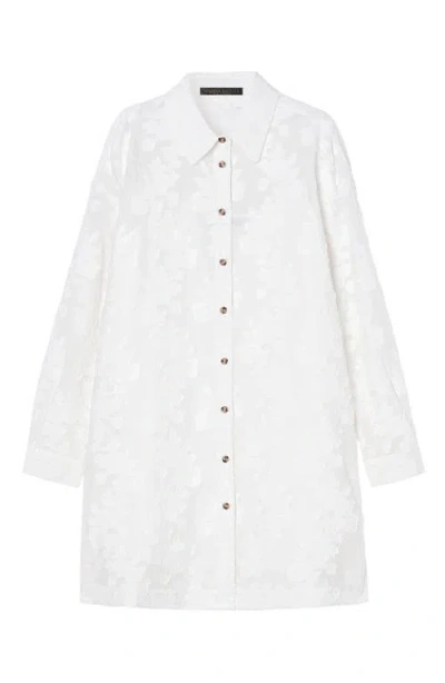 Marina Rinaldi Gessati Floral Jacquard Tunic Shirt In White