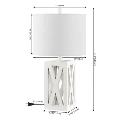 Jonathan Y Stewart 21.5" Farmhouse Wood Led Table Lamp In White