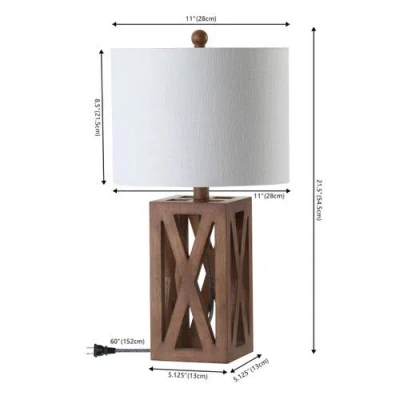 Jonathan Y Stewart 21.5" Farmhouse Wood Led Table Lamp In Brown