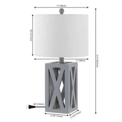 Jonathan Y Stewart 21.5" Farmhouse Wood Led Table Lamp In Gray
