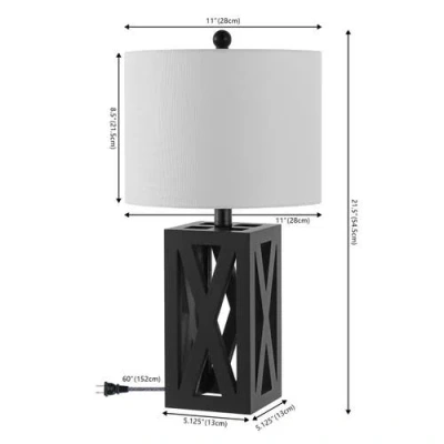 Jonathan Y Stewart 21.5" Farmhouse Wood Led Table Lamp In Black