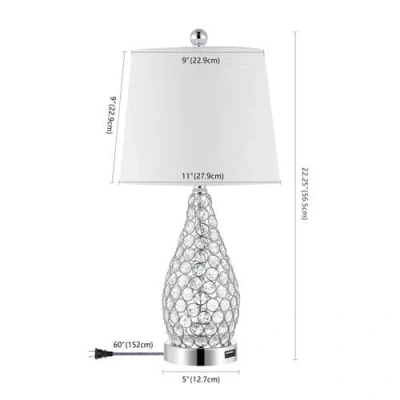 Jonathan Y Lily 22.25" Midcentury Modern Iron Led Table Lamp With Usb Charging Port, Clear In Clear