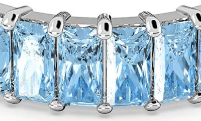 Swarovski Matrix Band Ring Rhodium Shiny Aquamarine In Blue