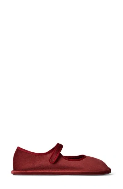Mango Snap Strap Velour Ballet Flat In Medium Pink