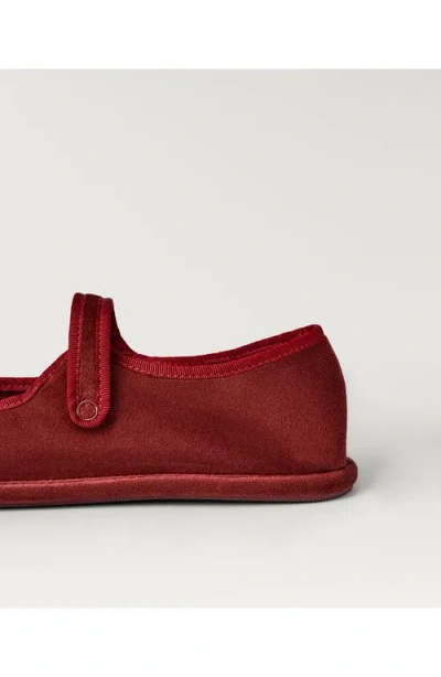 Mango Snap Strap Velour Ballet Flat In Medium Pink