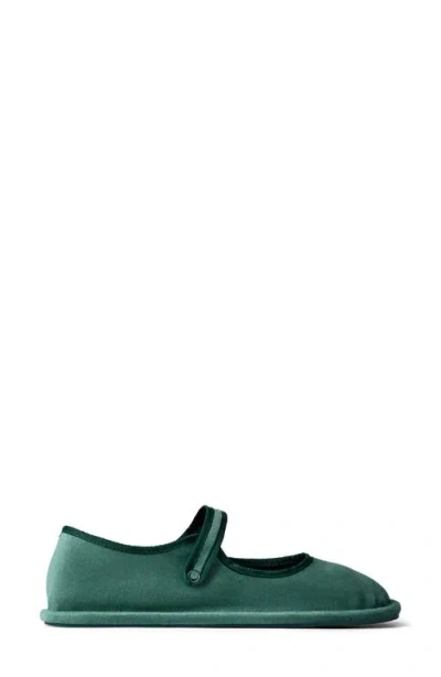 Mango Snap Strap Velour Ballet Flat In Green