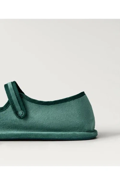 Mango Snap Strap Velour Ballet Flat In Green