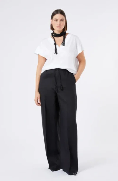 Marina Rinaldi Albore Drawstring Waist Jersey Pants In Black