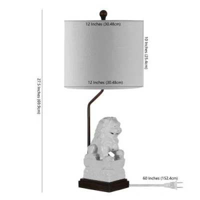 Jonathan Y Guardian Lion 27.5" Ceramic Classic Modern Led Table Lamp, White In White