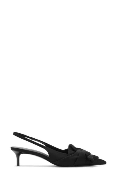 Mango Slingback Pointed Toe Kitten Heel Pump In Black