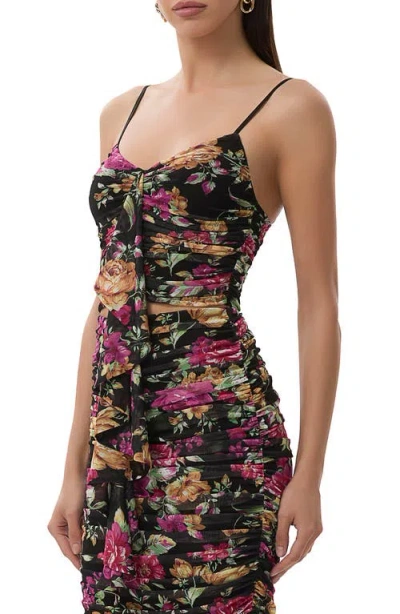 Afrm Columbia Ruffle Ruched Crop Top In Dusted Floral