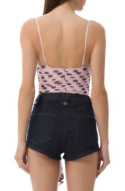Afrm Columbia Ruffle Ruched Crop Top In Rose Dot