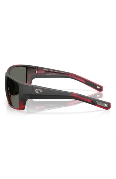 Costa Del Mar 63mm Polarized Oversize Rectangular Sunglasses In Red Sky/gray 580g