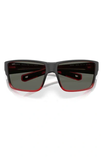 Costa Del Mar 63mm Polarized Oversize Rectangular Sunglasses In Red Sky/gray 580g