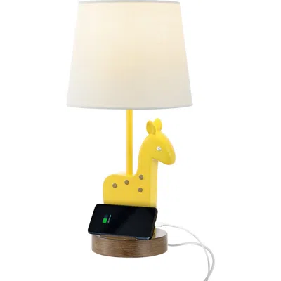 Jonathan Y Sahara 17.5" Mid-century Vintage Iron/resin Giraffe Led Kids' Table Lamp With Phone Stand In Yellow
