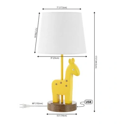 Jonathan Y Sahara 17.5" Mid-century Vintage Iron/resin Giraffe Led Kids' Table Lamp With Phone Stand In Yellow