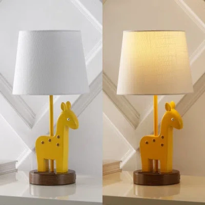 Jonathan Y Sahara 17.5" Mid-century Vintage Iron/resin Giraffe Led Kids' Table Lamp With Phone Stand In Yellow