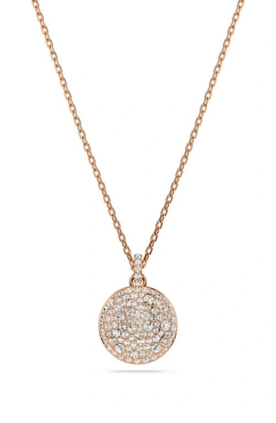 Swarovski Meteora Pendant Small Layer Rose Gold Shiny Crystal In White/silver