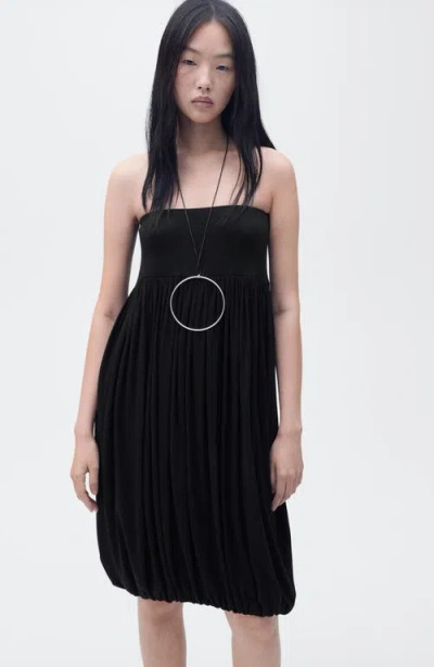 Mango Bubble Hem Midi Skirt In Black