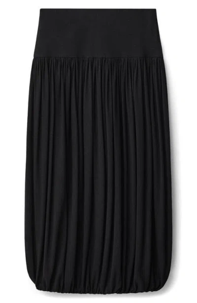 Mango Bubble Hem Midi Skirt In Black
