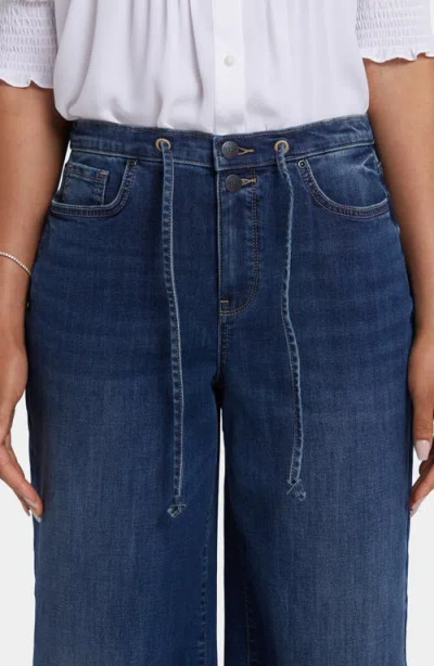 Nydj Cindi Cool Embrace® Frayed Drawstring High Waist Ankle Relaxed Wide Leg Jeans In Rio Rapids