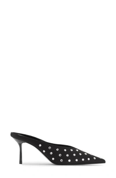 Mango Crystal Pointed Toe Mule In Black
