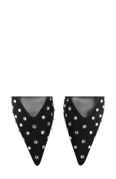 Mango Crystal Pointed Toe Mule In Black