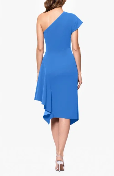 Betsy & Adam Women's Asymmetric Side-pleated Midi Dress In Blue