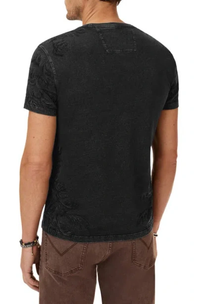 John Varvatos Floral Embroidered Organic Cotton T-shirt In Black