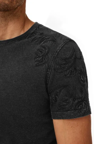 John Varvatos Floral Embroidered Organic Cotton T-shirt In Black