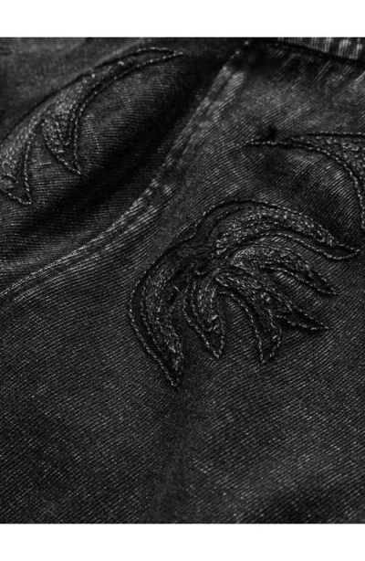John Varvatos Floral Embroidered Organic Cotton T-shirt In Black