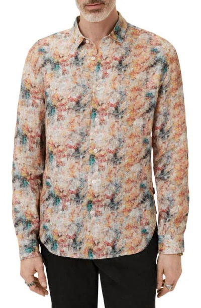 John Varvatos Luca Paint Pattern Button-up Shirt In Buttercup