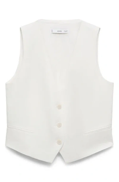Mango Linen Vest In Neutral