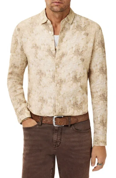 John Varvatos Luca Paint Pattern Button-up Shirt In Brown