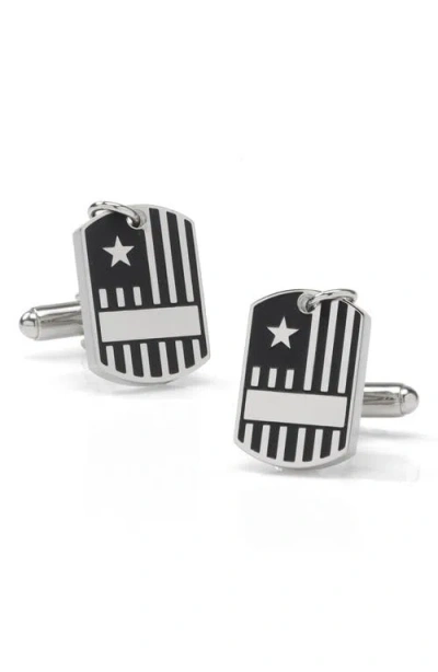 Cufflinks, Inc . Antiqued Silver Military Tag Cuff Links In Silver