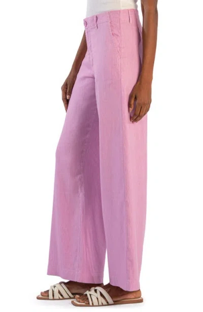 Kut From The Kloth Meg High Waist Wide Leg Linen Blend Pants In Orchid