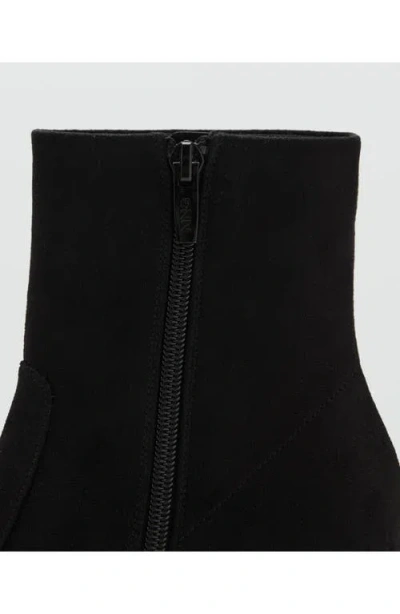 Mango Faux Suede Block Heel Bootie In Black