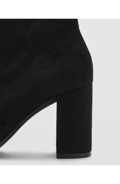 Mango Faux Suede Block Heel Bootie In Black