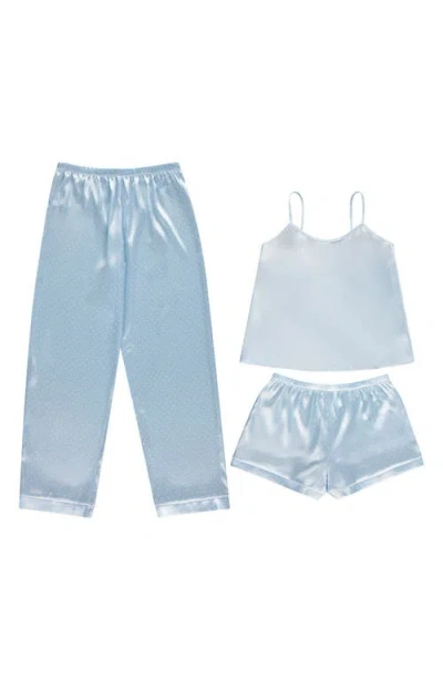 Flora Nikrooz Jamie 3-piece Travel Pajamas In Ice Blue