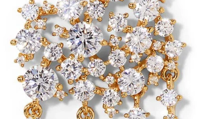 Nadri Starlight Cluster Cubic Zirconia Chandelier Earrings In Gold